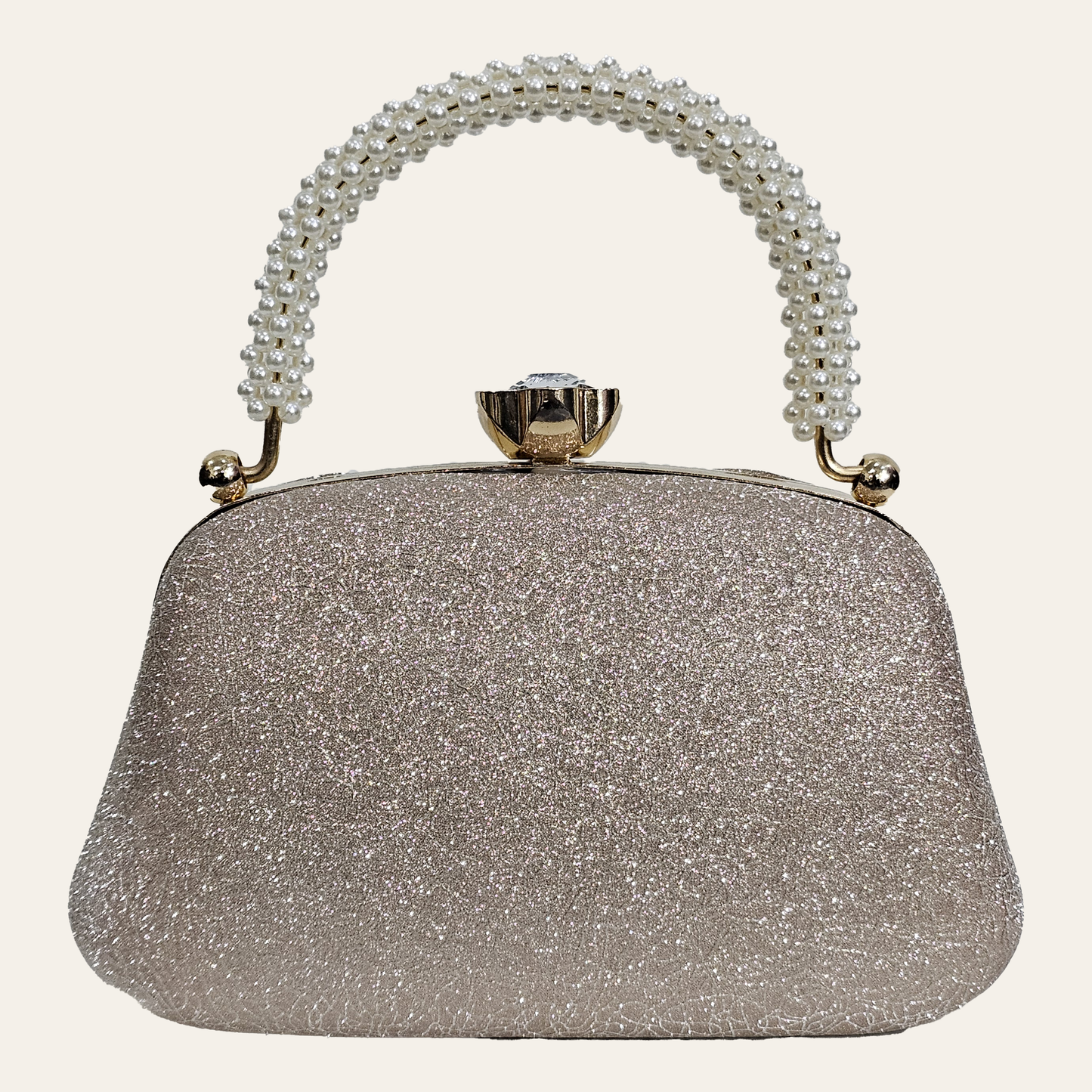 Pearl Handle Floral Crystal Wedding Clutch