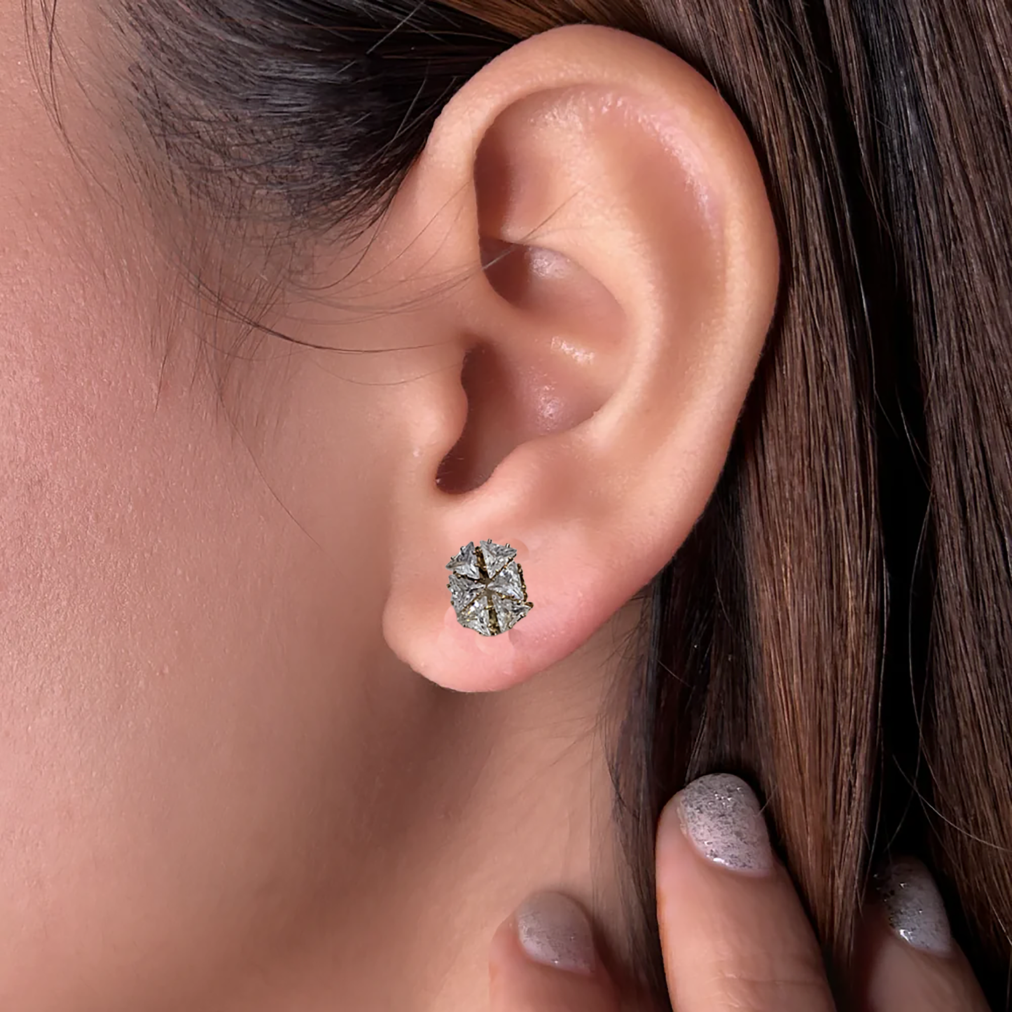 Hexagon Facet Diamond Earrings